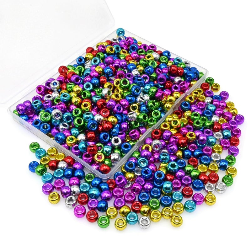 Looconi Amaney 500Pcs 6x9mm Mixed Colors Plastic Pony Beads (Electroplated) - Image 4